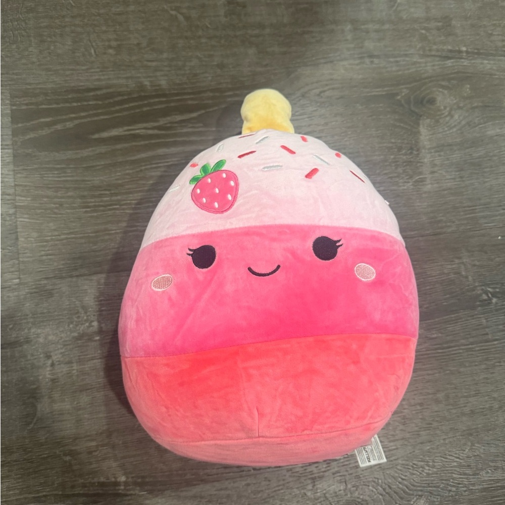 Pink Strawberry Cupcake Stuffed Animal